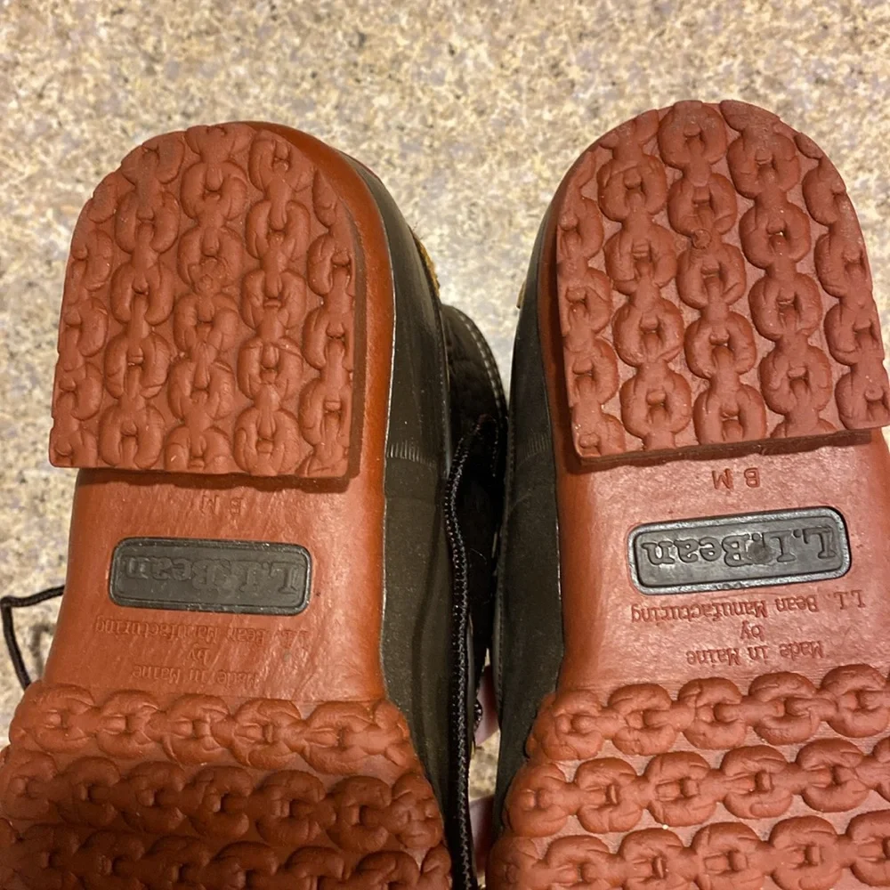 L.L. Bean Boots 8” Bison Leather Rubber Bottoms 6M 274563 Duck BM